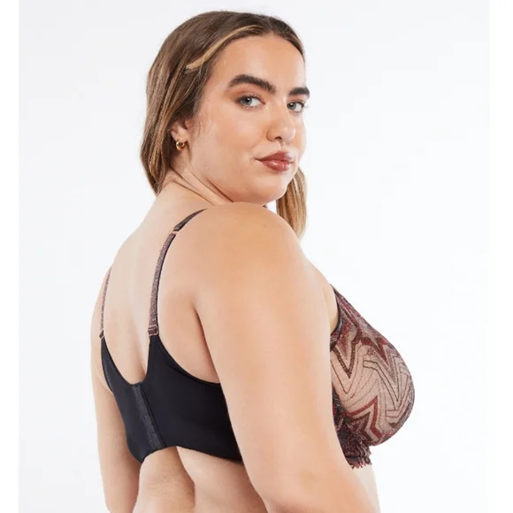 NWT Savage X Fenty Shining Star Unlined Demi Bra 32C Red Starstruck Embroidery - Picture 4 of 9